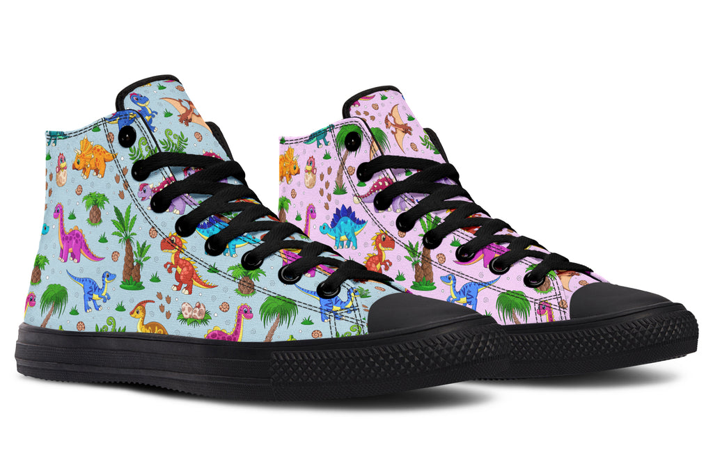 Pink And Blue Mismatched Baby Dinos High Tops - Offbeat Sweetie