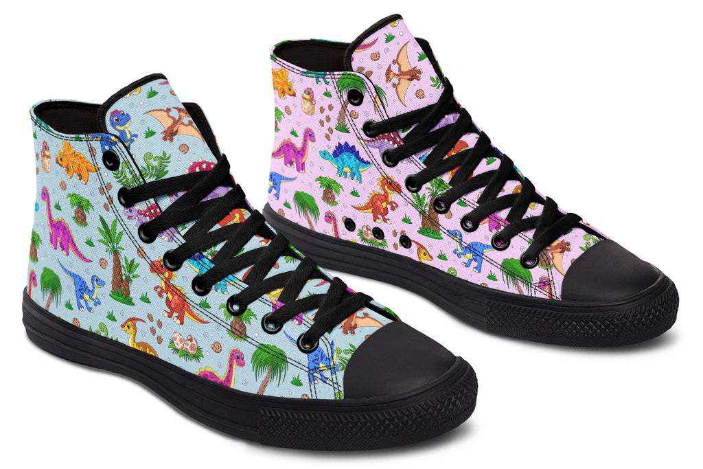 Pink And Blue Mismatched Baby Dinos High Tops - Offbeat Sweetie