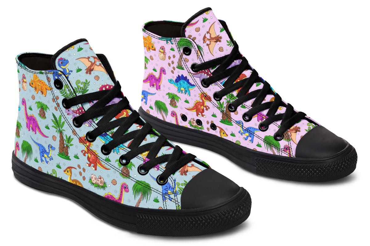 Pink And Blue Mismatched Baby Dinos High Tops - Offbeat Sweetie