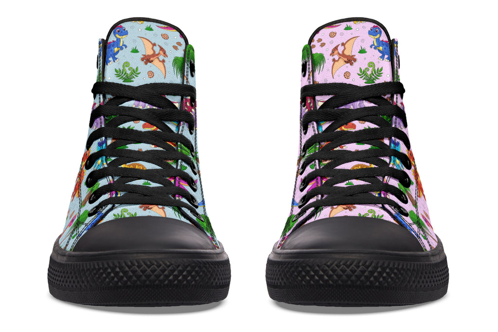Pink And Blue Mismatched Baby Dinos High Tops - Offbeat Sweetie