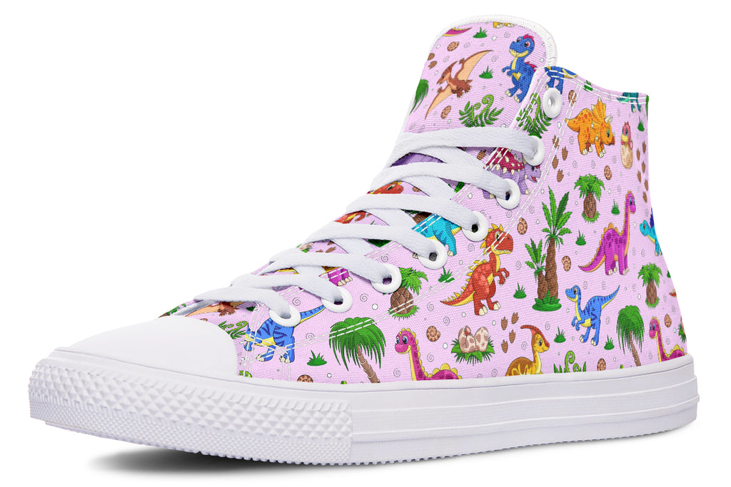 Pink And Blue Mismatched Baby Dinos High Tops - Offbeat Sweetie