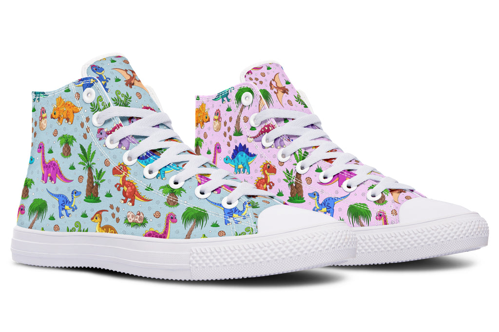 Pink And Blue Mismatched Baby Dinos High Tops - Offbeat Sweetie