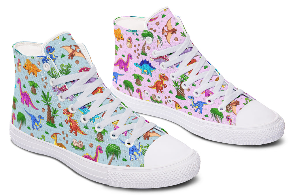 Pink And Blue Mismatched Baby Dinos High Tops - Offbeat Sweetie