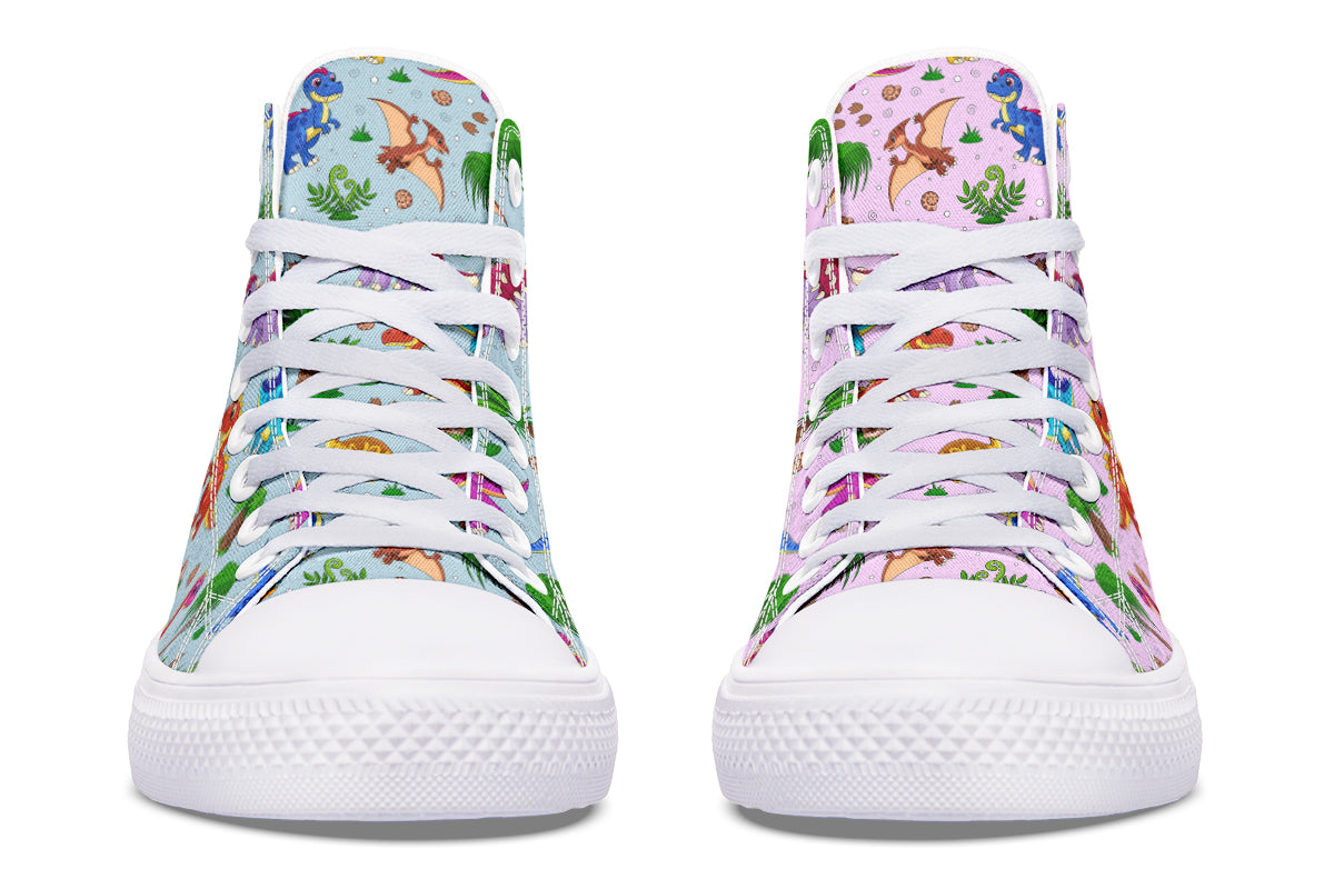 Pink And Blue Mismatched Baby Dinos High Tops - Offbeat Sweetie