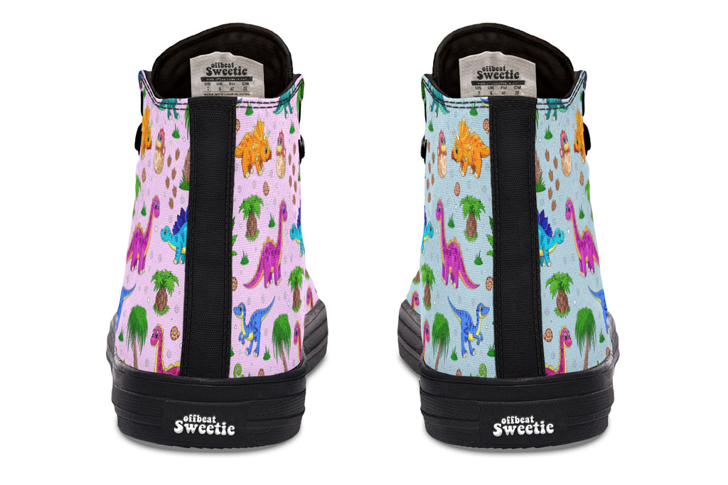 Pink And Blue Mismatched Baby Dinos High Tops - Offbeat Sweetie