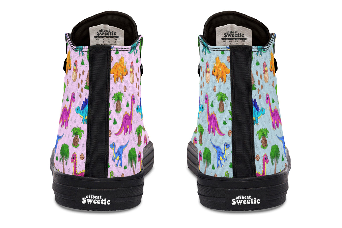 Pink And Blue Mismatched Baby Dinos High Tops - Offbeat Sweetie