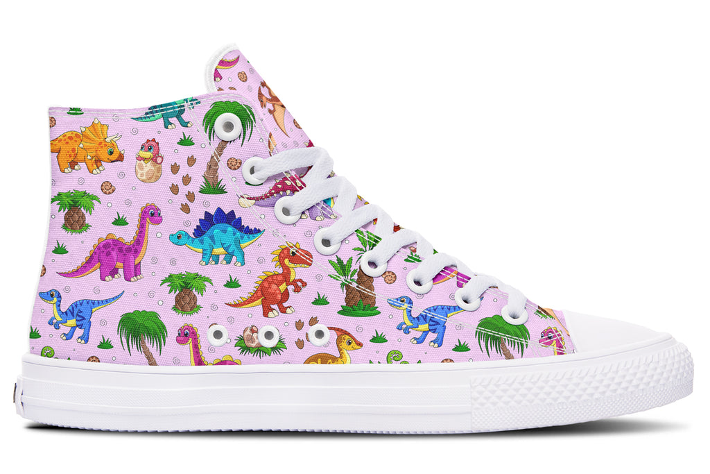 Pink And Blue Mismatched Baby Dinos High Tops - Offbeat Sweetie