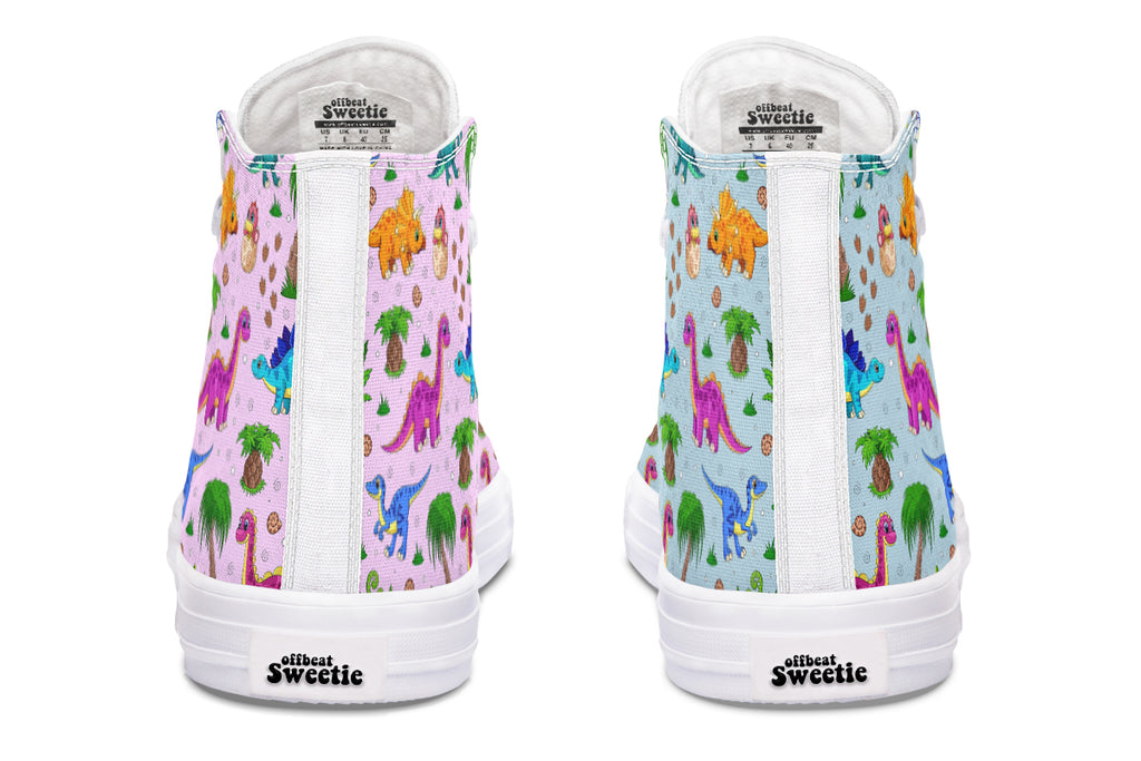 Pink And Blue Mismatched Baby Dinos High Tops - Offbeat Sweetie