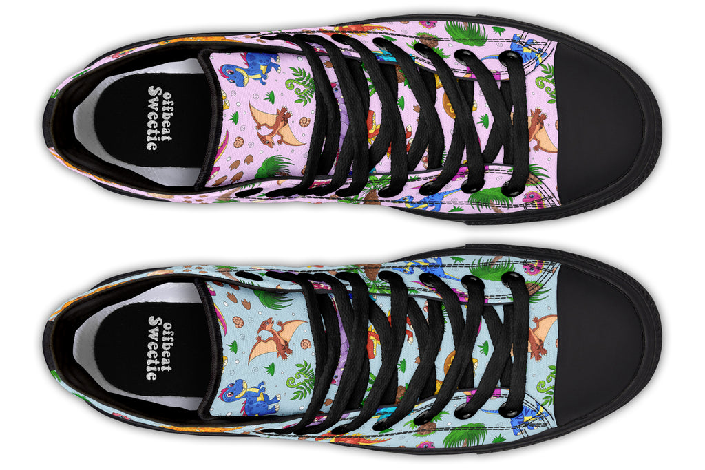 Pink And Blue Mismatched Baby Dinos High Tops - Offbeat Sweetie