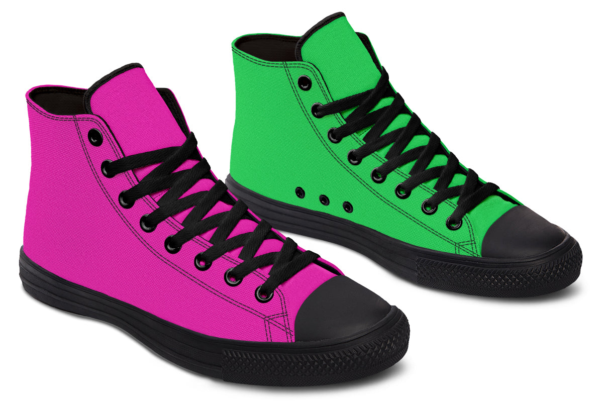 Pink And Green Mismatch High Tops