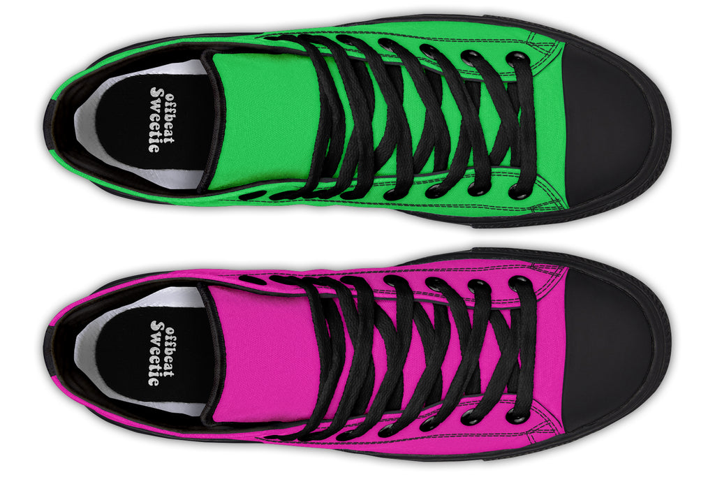 Pink And Green Mismatch High Tops