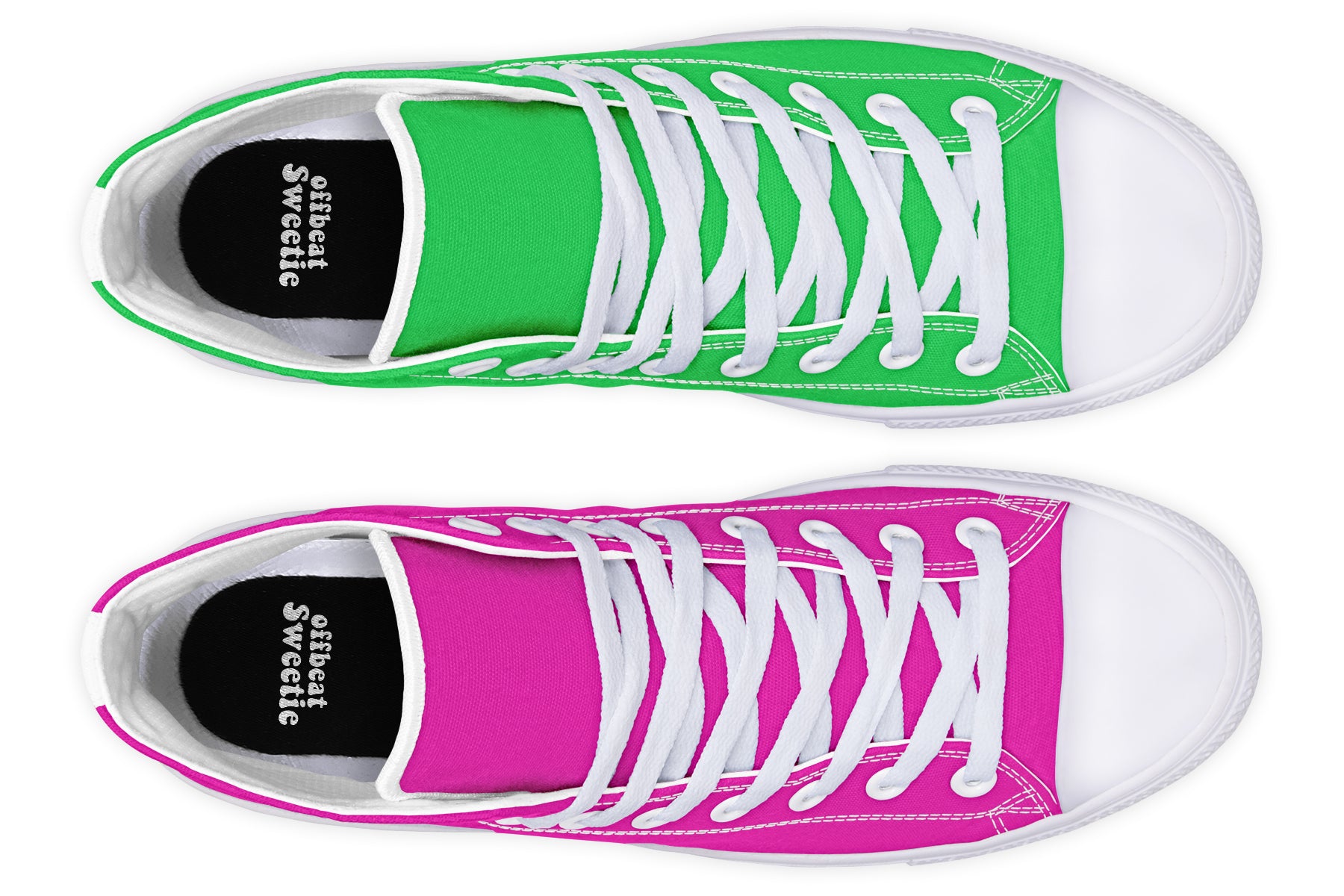 Pink And Green Mismatch High Tops