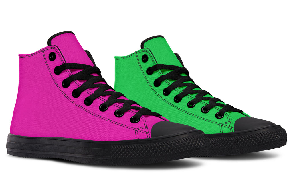 Pink And Green Mismatch High Tops (Wide)