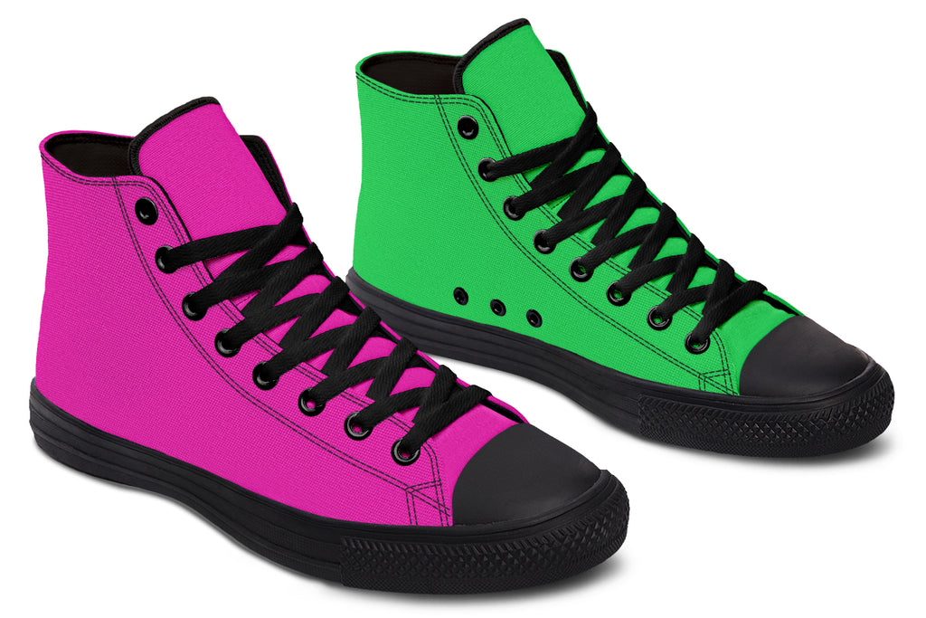Pink And Green Mismatch High Tops (Wide)