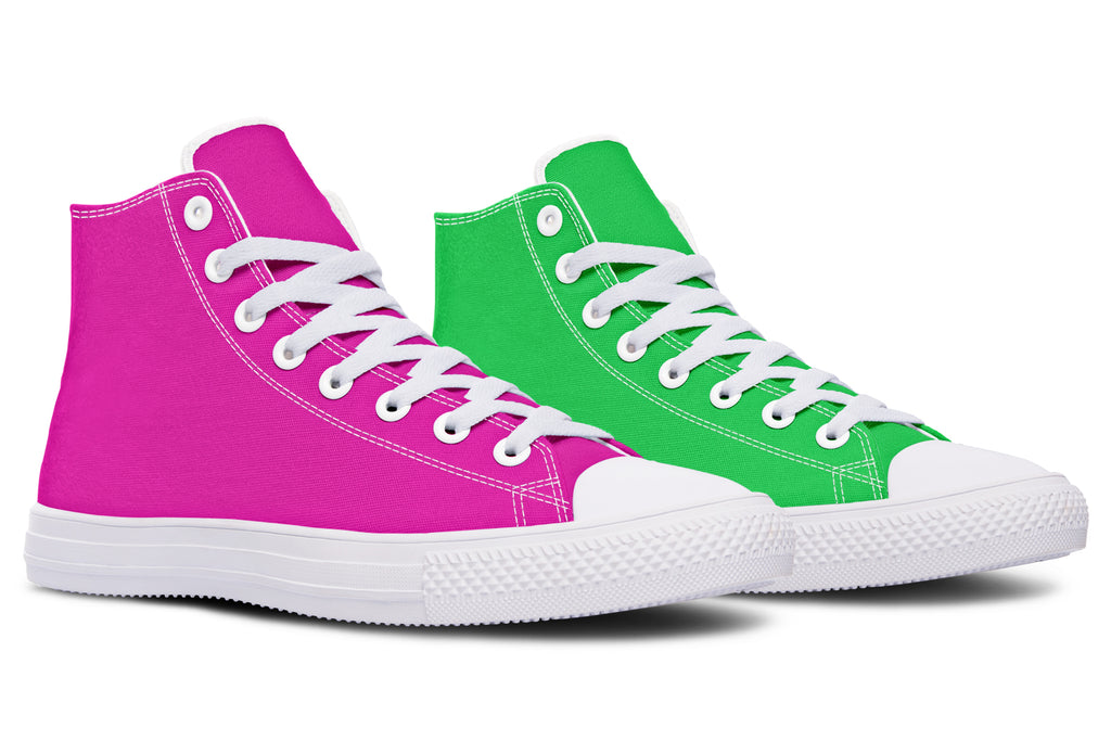 Pink And Green Mismatch High Tops (Wide)