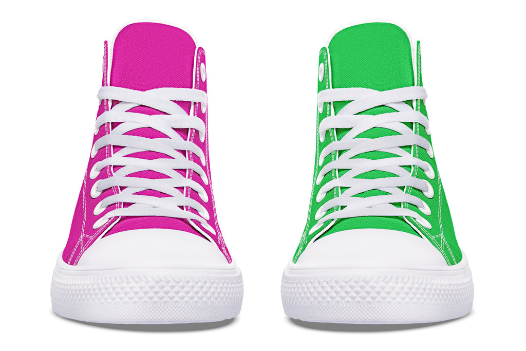 Pink And Green Mismatch High Tops (Wide)