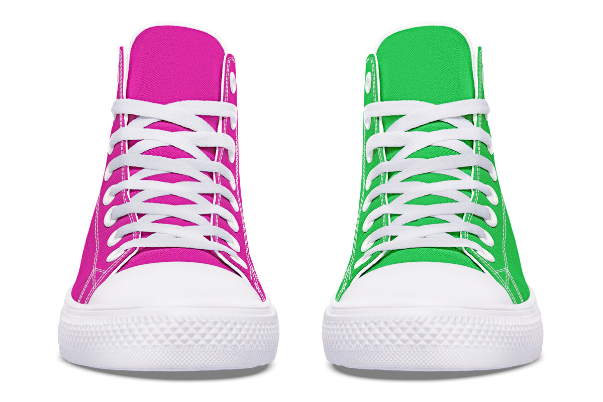 Pink And Green Mismatch High Tops (Wide)