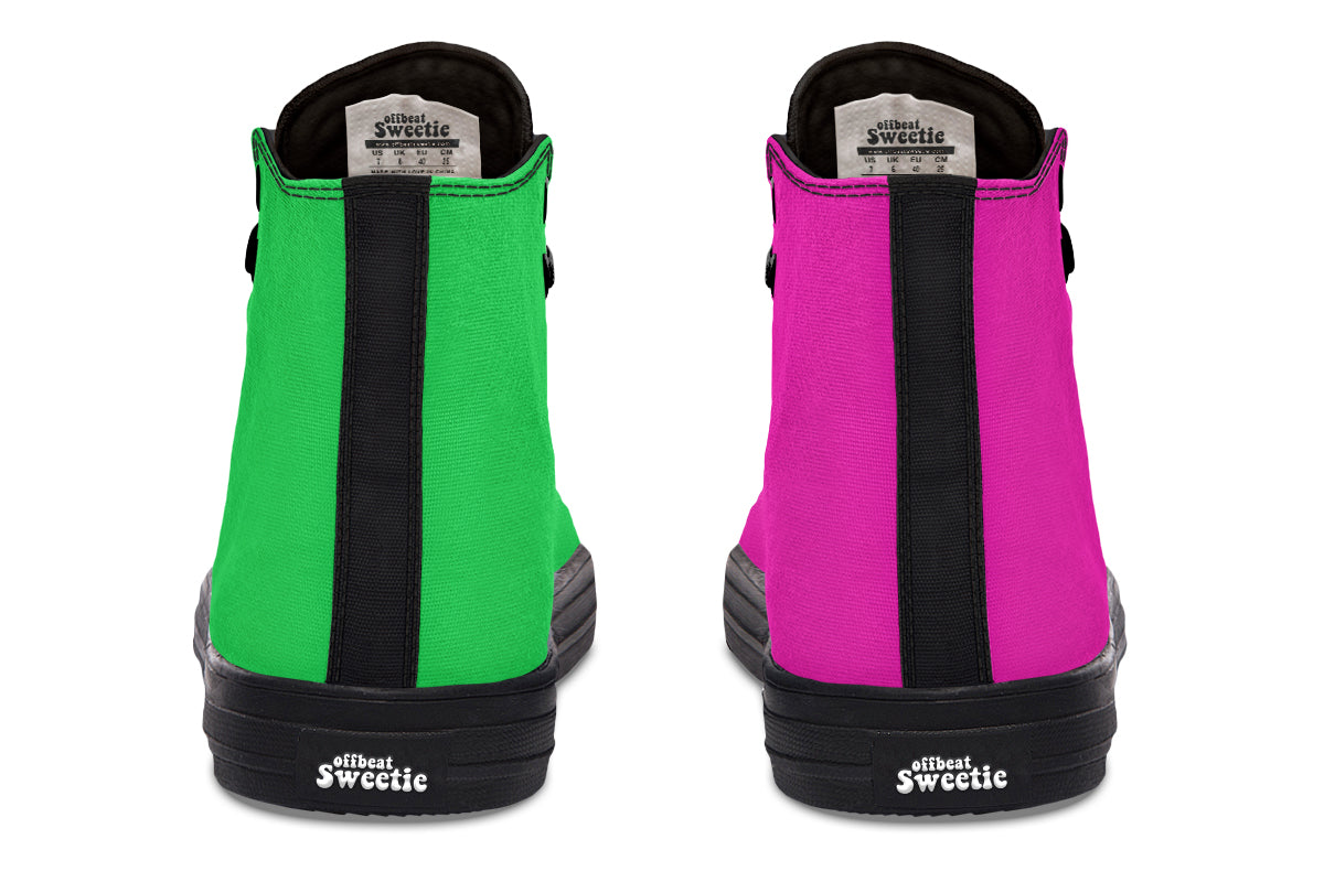 Pink And Green Mismatch High Tops (Wide)