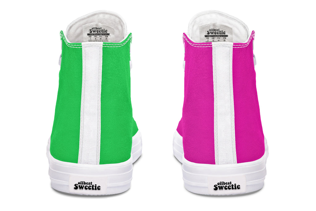 Pink And Green Mismatch High Tops (Wide)