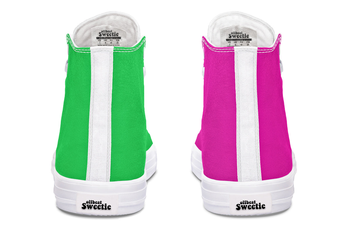 Pink And Green Mismatch High Tops (Wide)