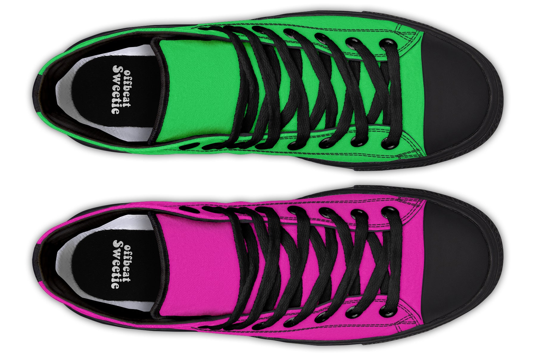 Pink And Green Mismatch High Tops (Wide)