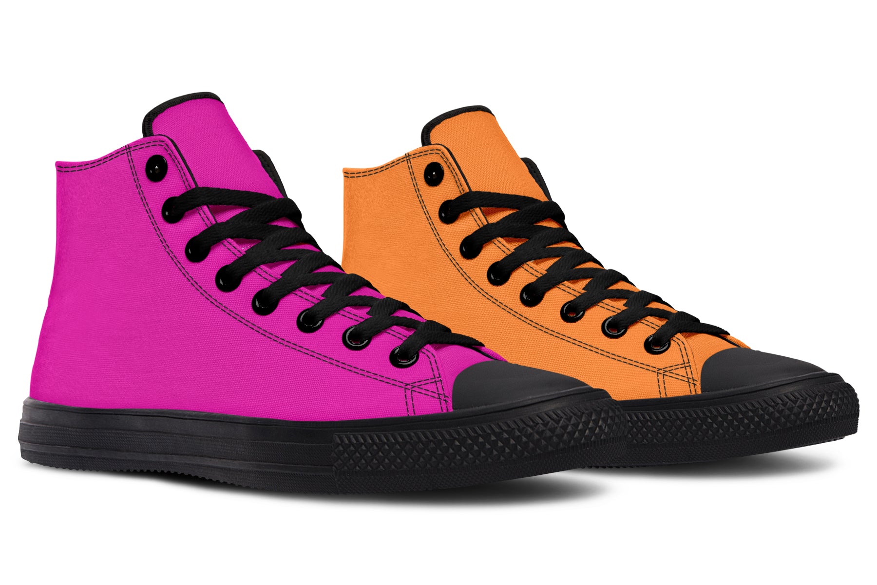 Pink And Orange Mismatch High Tops - Offbeat Sweetie