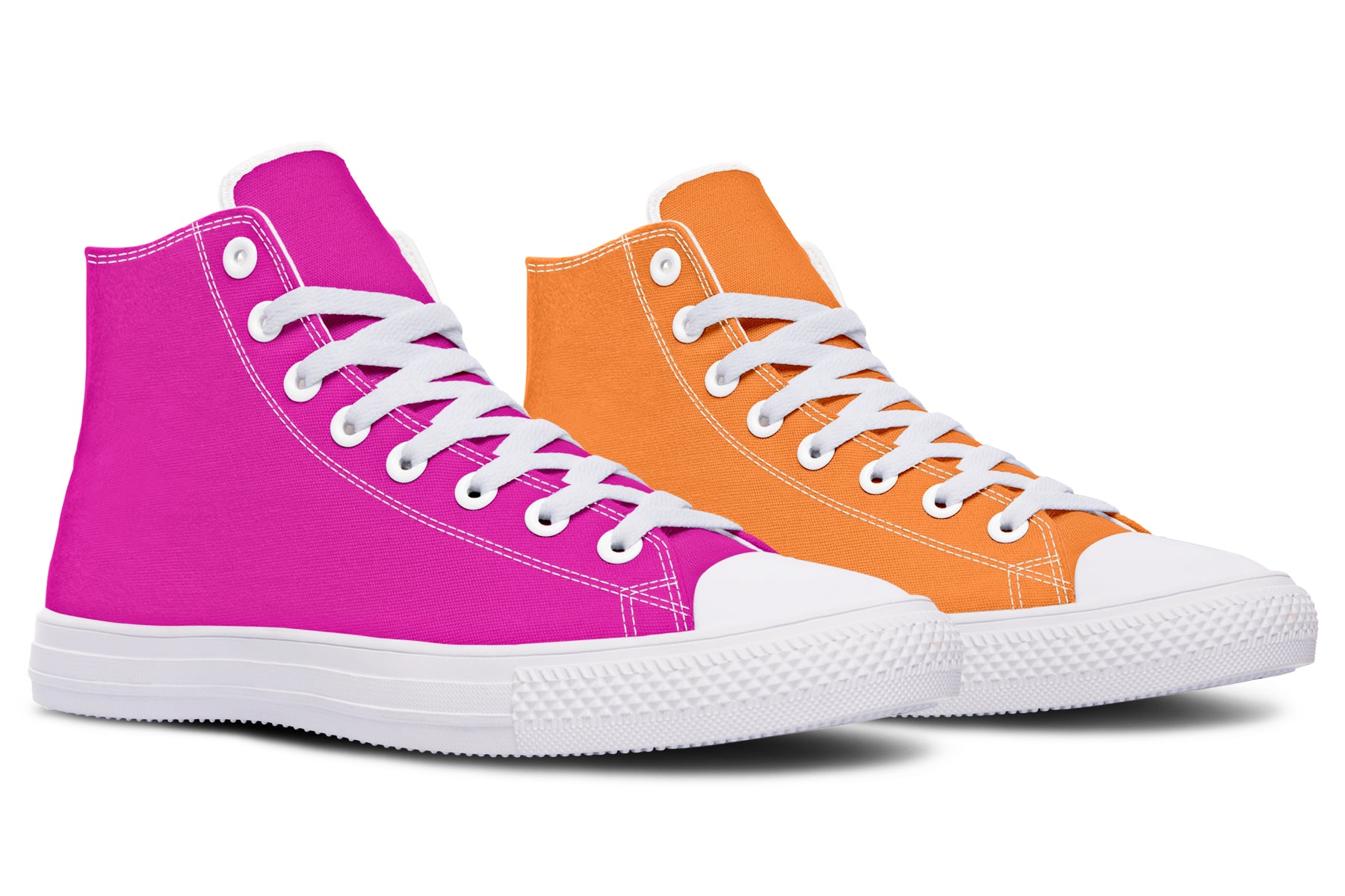 Pink And Orange Mismatch High Tops - Offbeat Sweetie