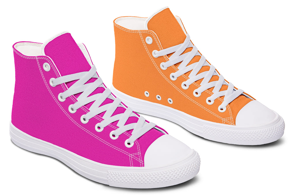 Pink And Orange Mismatch High Tops - Offbeat Sweetie