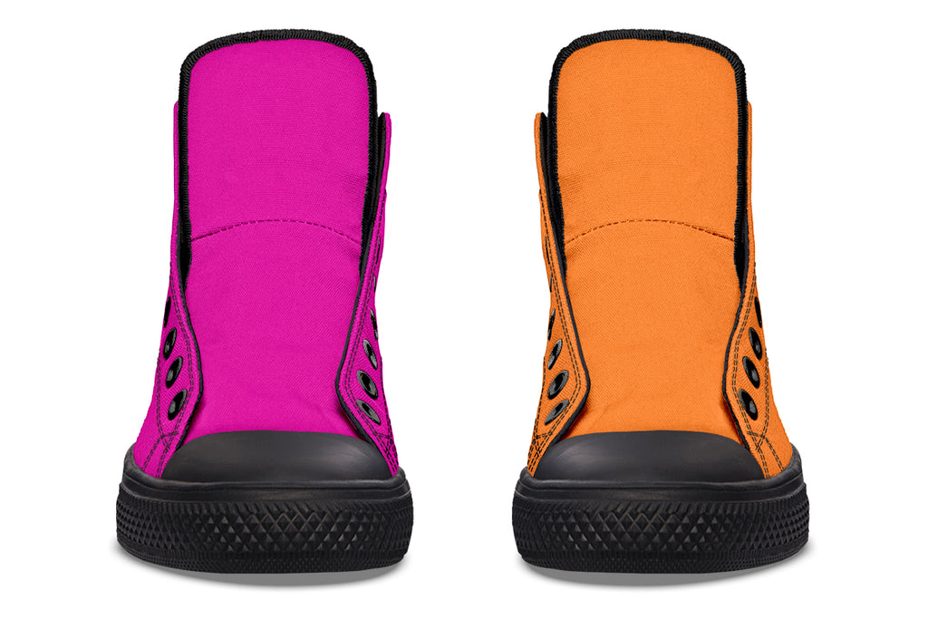 Pink And Orange Mismatch High Tops (Wide)