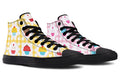 Pink And Yellow Mismatch Gingham Cupcakes High Tops