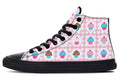 Pink And Yellow Mismatch Gingham Cupcakes High Tops
