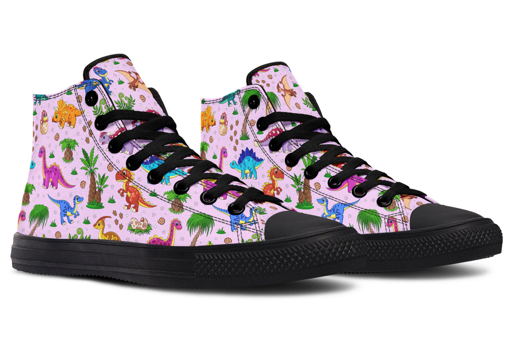 Pink Baby Dinos High Tops (Wide)