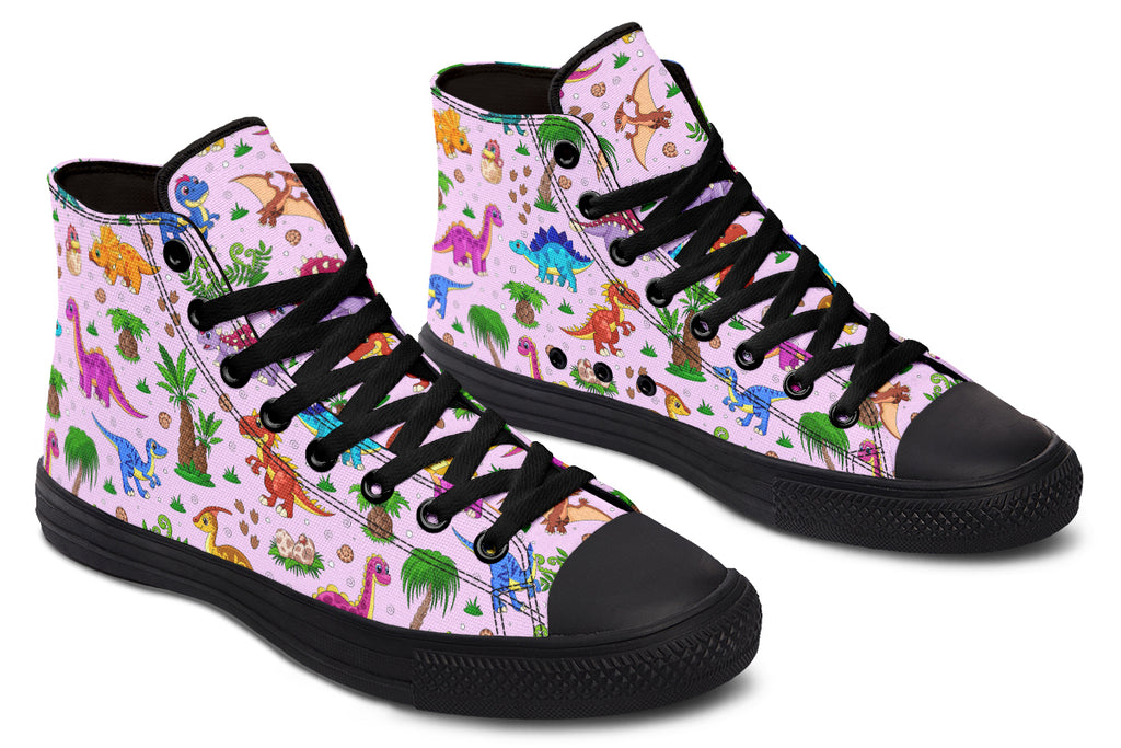 Pink Baby Dinos High Tops (Wide)