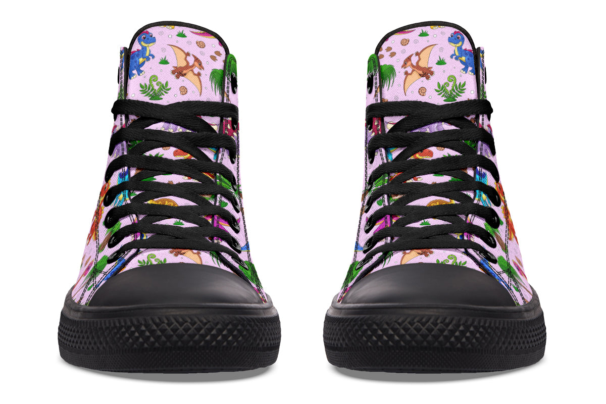 Pink Baby Dinos High Tops (Wide)