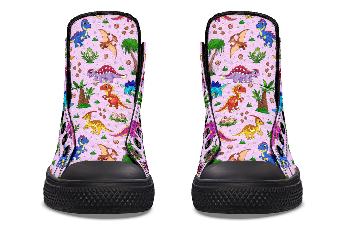 Pink Baby Dinos High Tops (Wide)