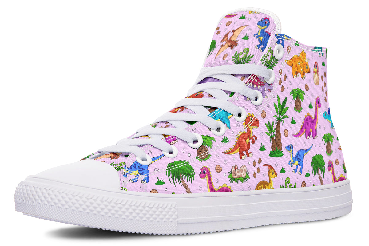 Pink Baby Dinos High Tops (Wide)