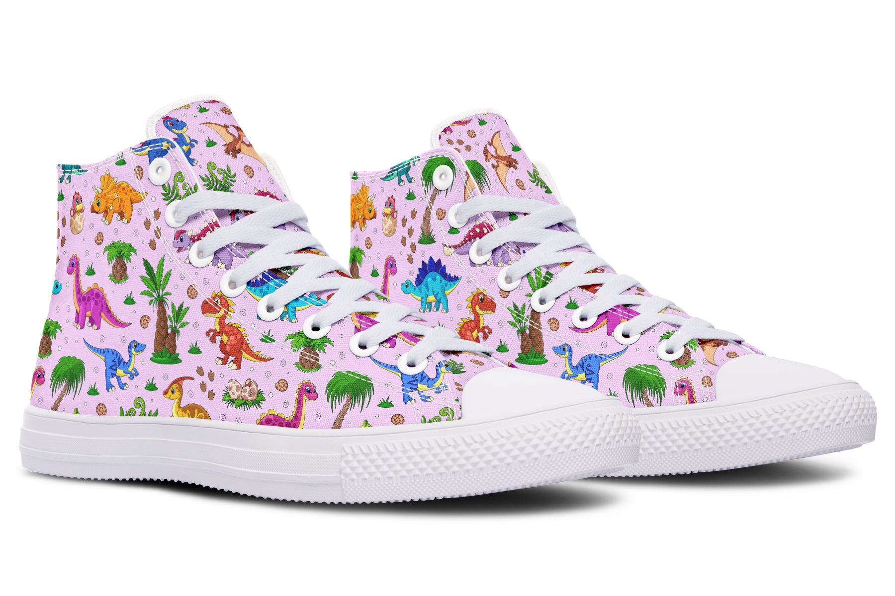 Pink Baby Dinos High Tops (Wide)