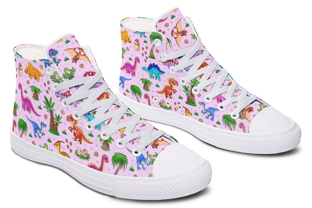 Pink Baby Dinos High Tops (Wide)