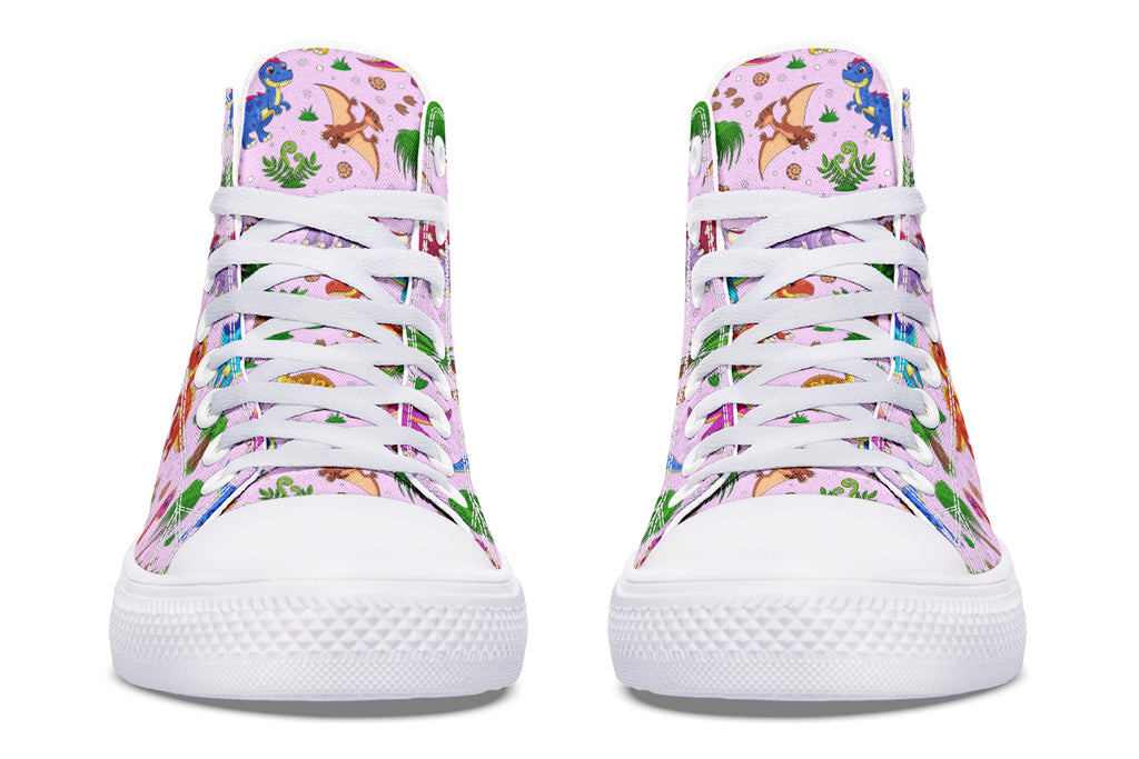 Pink Baby Dinos High Tops (Wide)