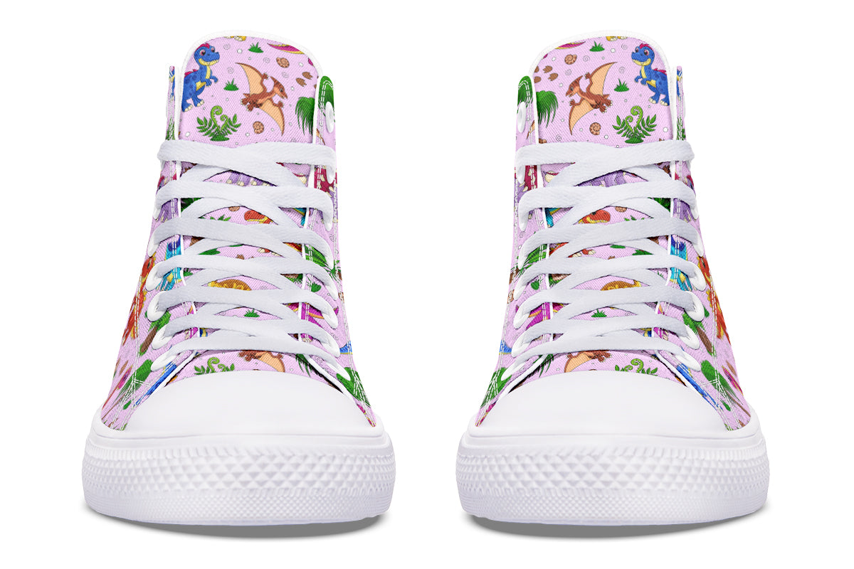 Pink Baby Dinos High Tops (Wide)