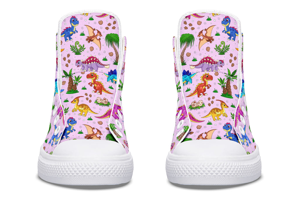 Pink Baby Dinos High Tops (Wide)
