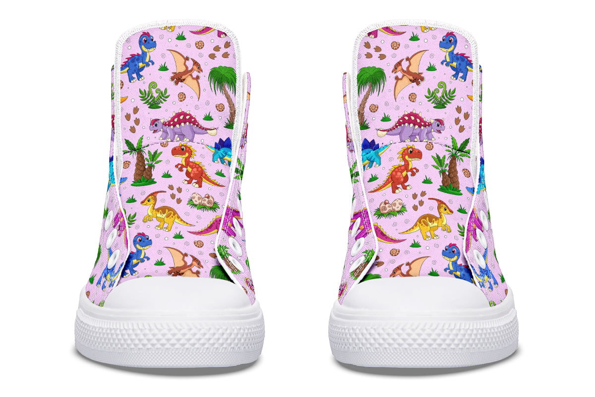 Pink Baby Dinos High Tops (Wide)