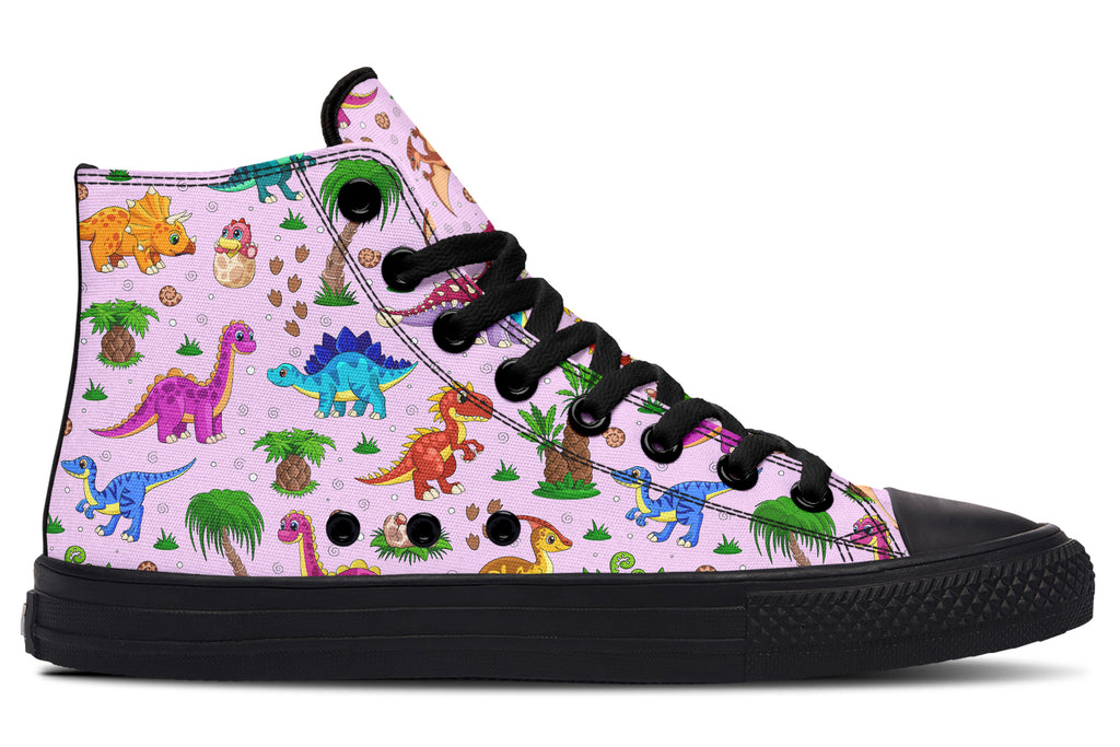 Pink Baby Dinos High Tops (Wide)