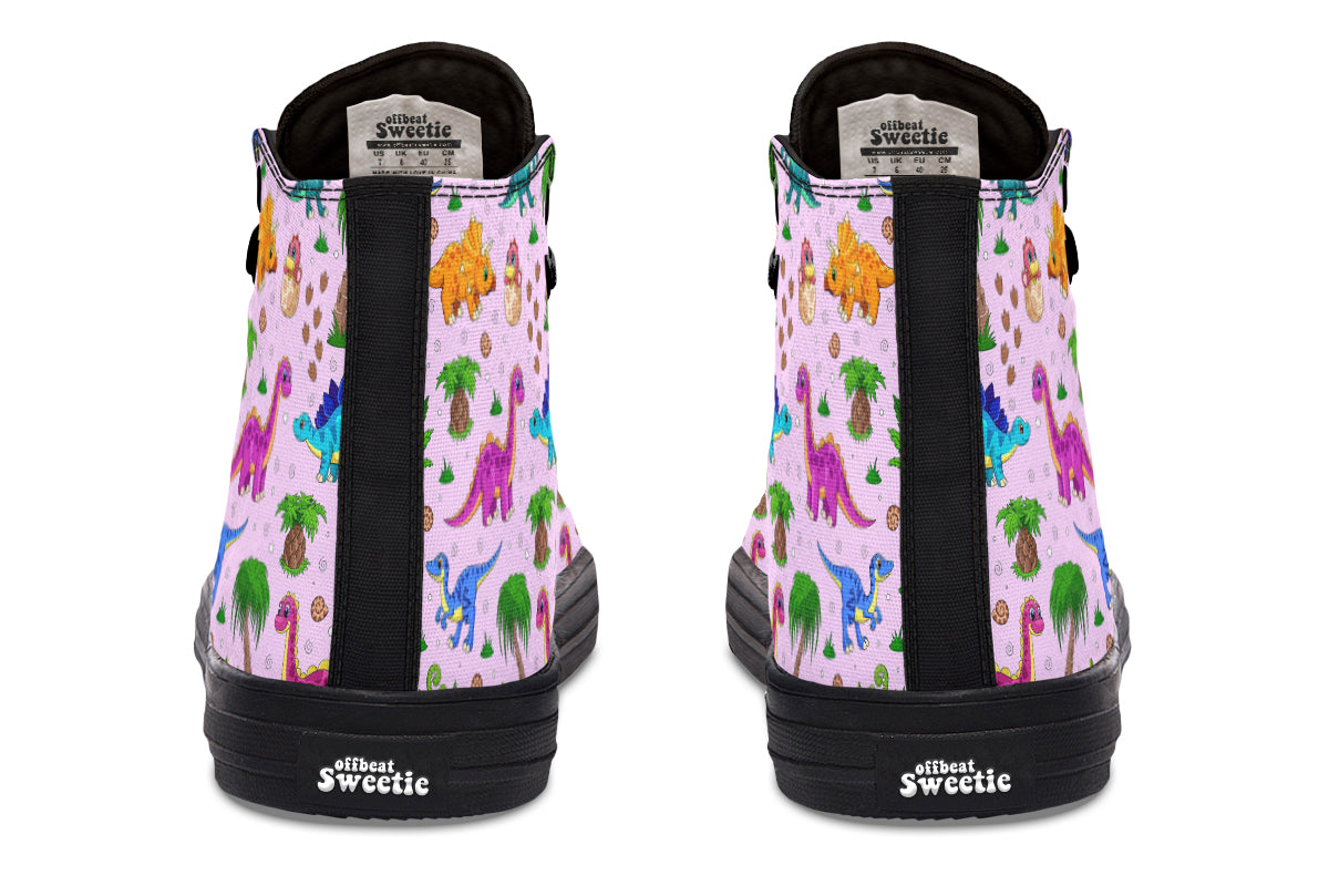 Pink Baby Dinos High Tops (Wide)