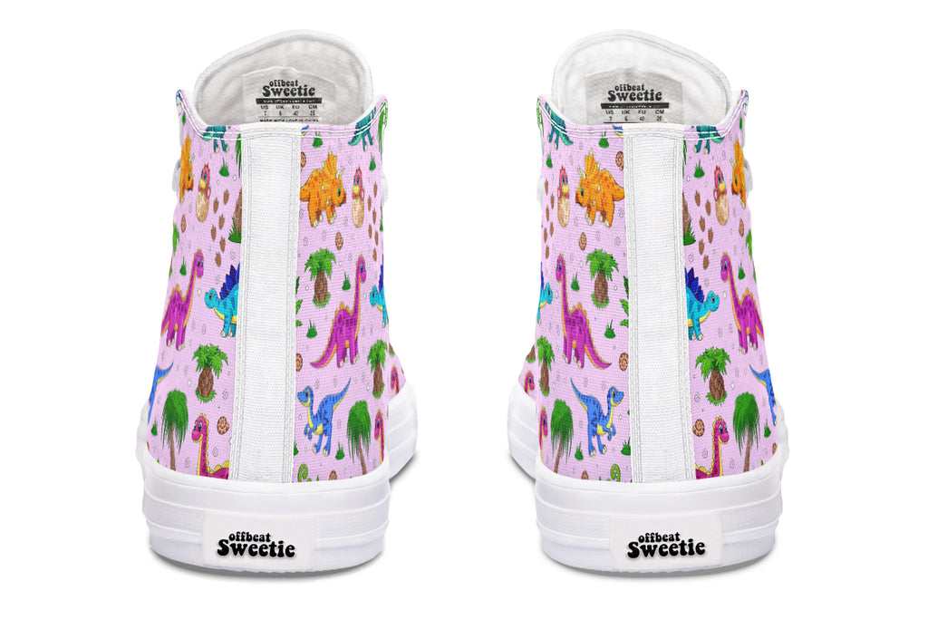 Pink Baby Dinos High Tops (Wide)