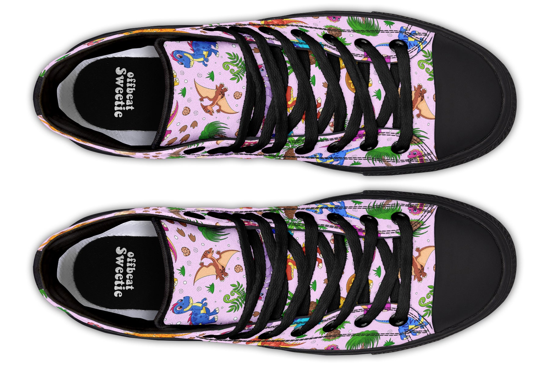 Pink Baby Dinos High Tops (Wide)