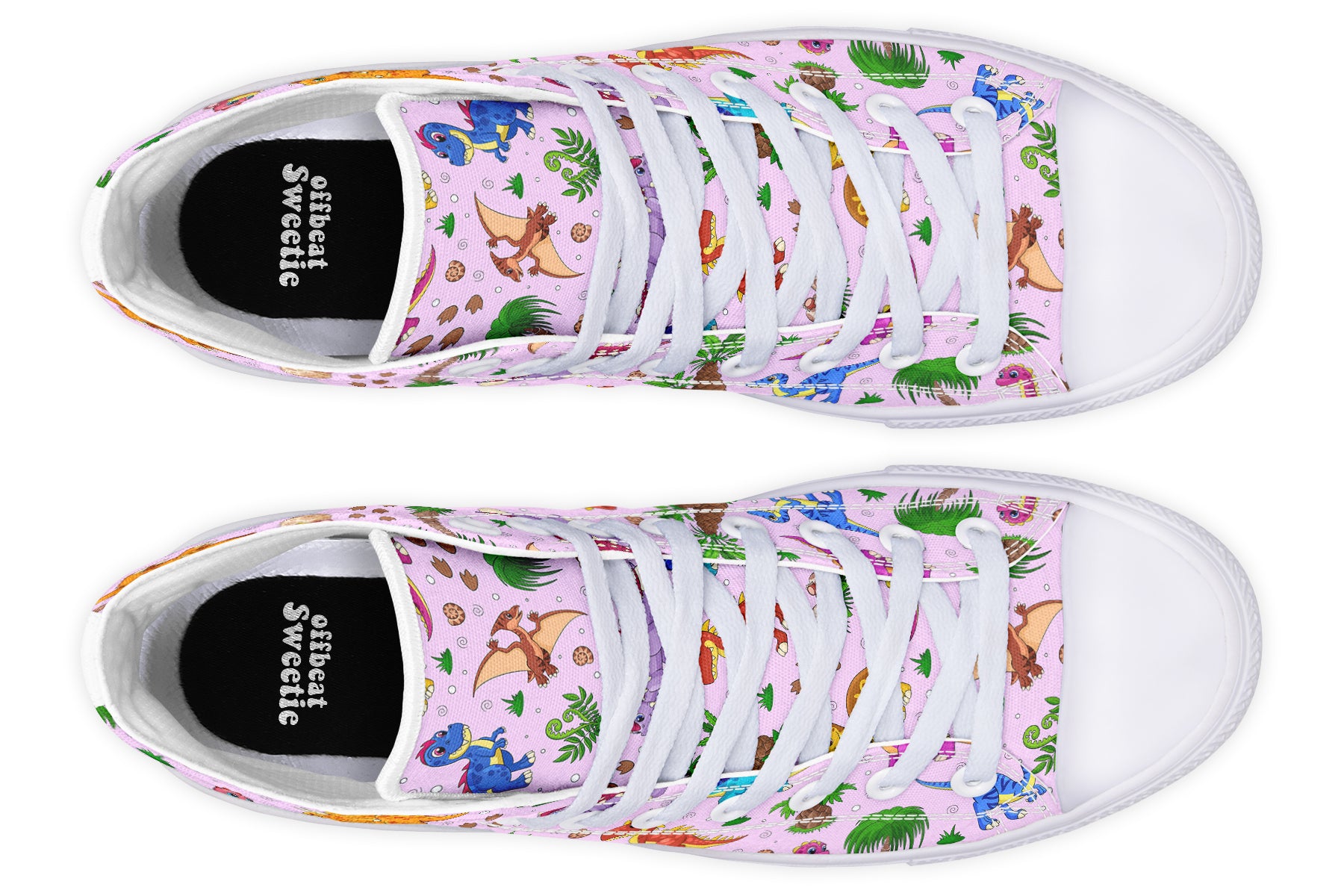 Pink Baby Dinos High Tops (Wide)