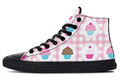 Pink Gingham Cupcakes High Tops