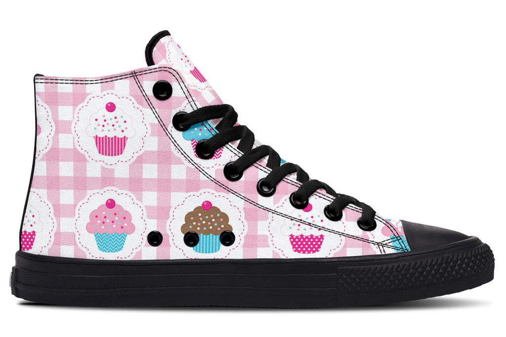 Pink Gingham Cupcakes High Tops