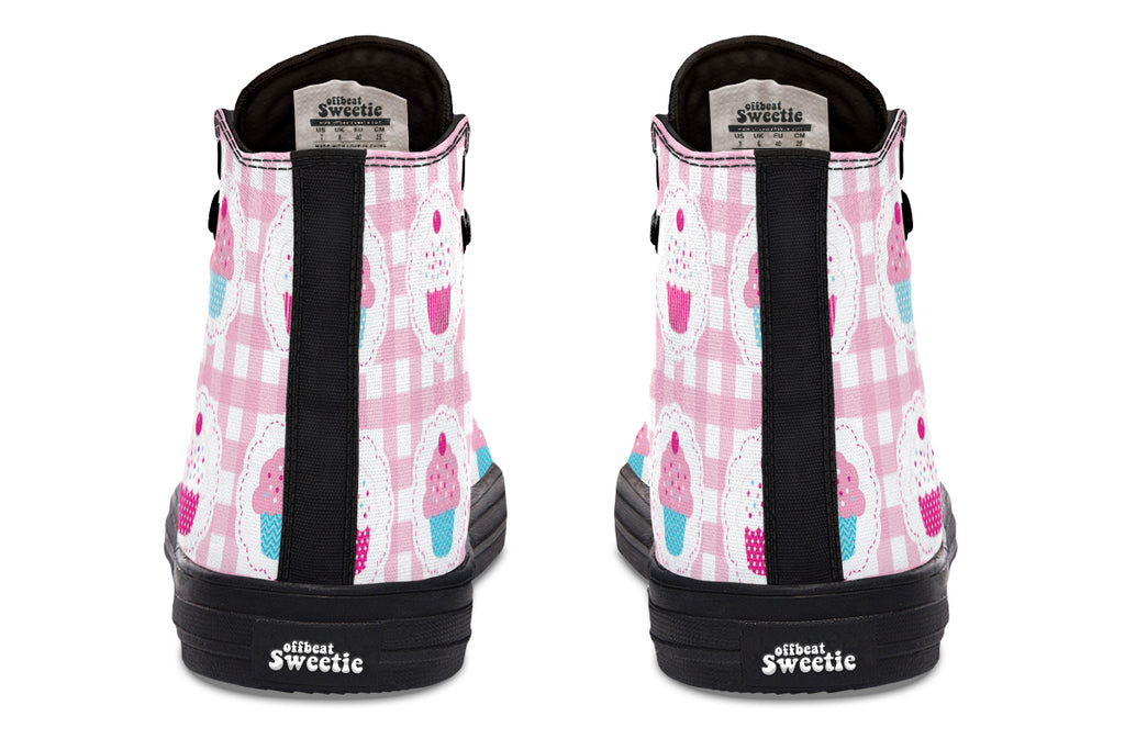 Pink Gingham Cupcakes High Tops